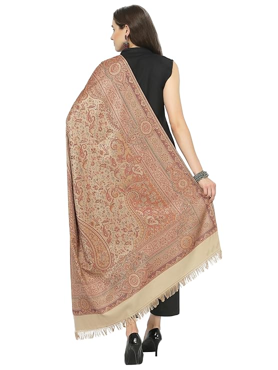 Kashmiri Ladies Beige Reversible Shawl – Elegant & Versatile Luxury