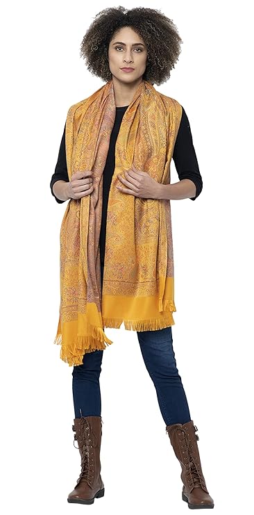 Chic Cashmere Yellow Reversible Shawl – Soft, Stylish & Versatile