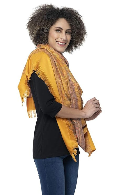 Chic Cashmere Yellow Reversible Shawl – Soft, Stylish & Versatile