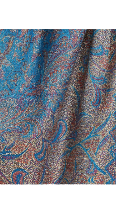 "Blue Self-Designed Reversible Cashmere Shawl – Luxurious Softness & Elegant Versatility"