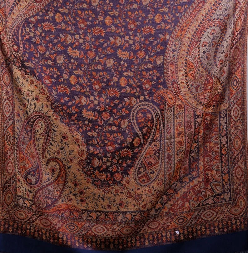 kashmiri ladies selfdesigned purple shawl