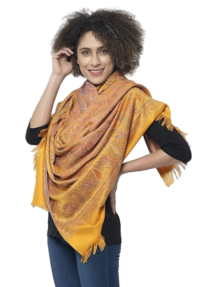 Chic Cashmere Yellow Reversible Shawl – Soft, Stylish & Versatile